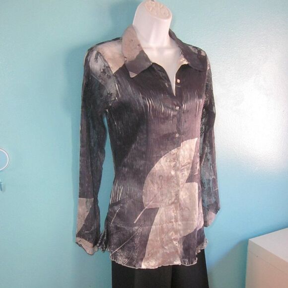 Komarov Womens Size M Button Up Blouse with Lace Up Back - Picture 13 of 14